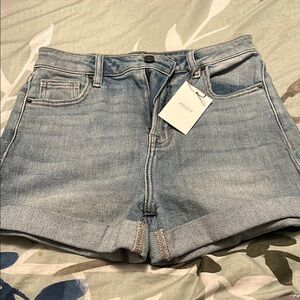 Soft denim cuffed jean shorts